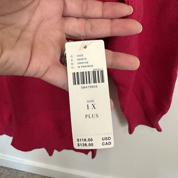 NEW Anthropologie Maeve Mock Neck Sweater Womens Size 1X Pink Tunic Crystal Soft - Picture 7 of 14